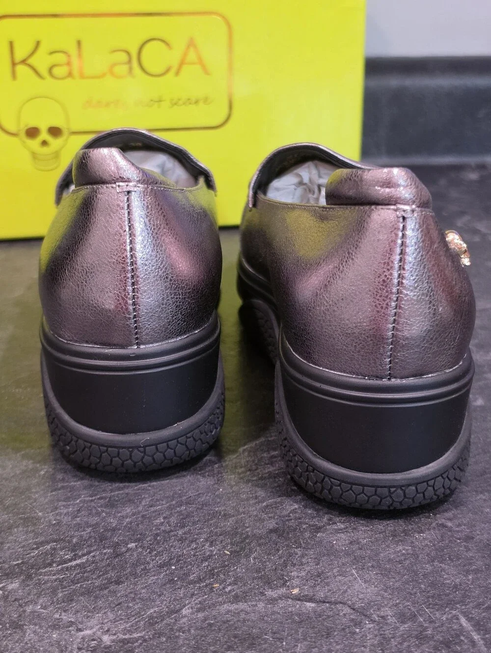 KaLaCA SNOB gun Metal Platform Shoes Size 38
